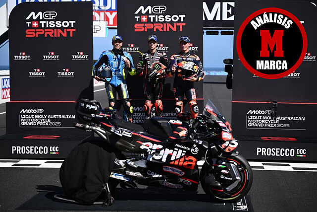 Ra�l Fern�ndez, Bezzecchi y Acosta, en el podio del Sprint de Australia.