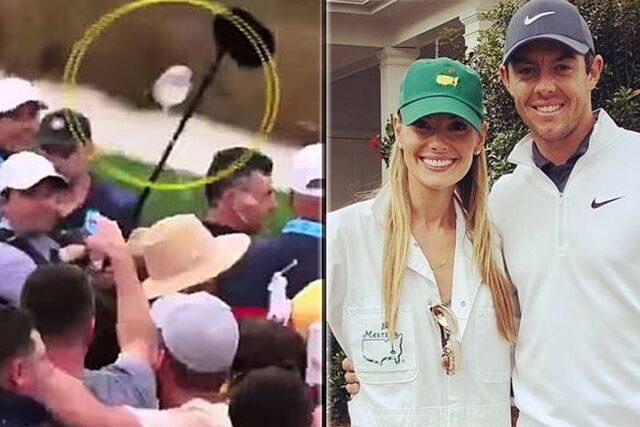Erica Stoll, la mujer de Rory McIlroy, sufri� un latazo de cerveza durante la Ryder Cup.