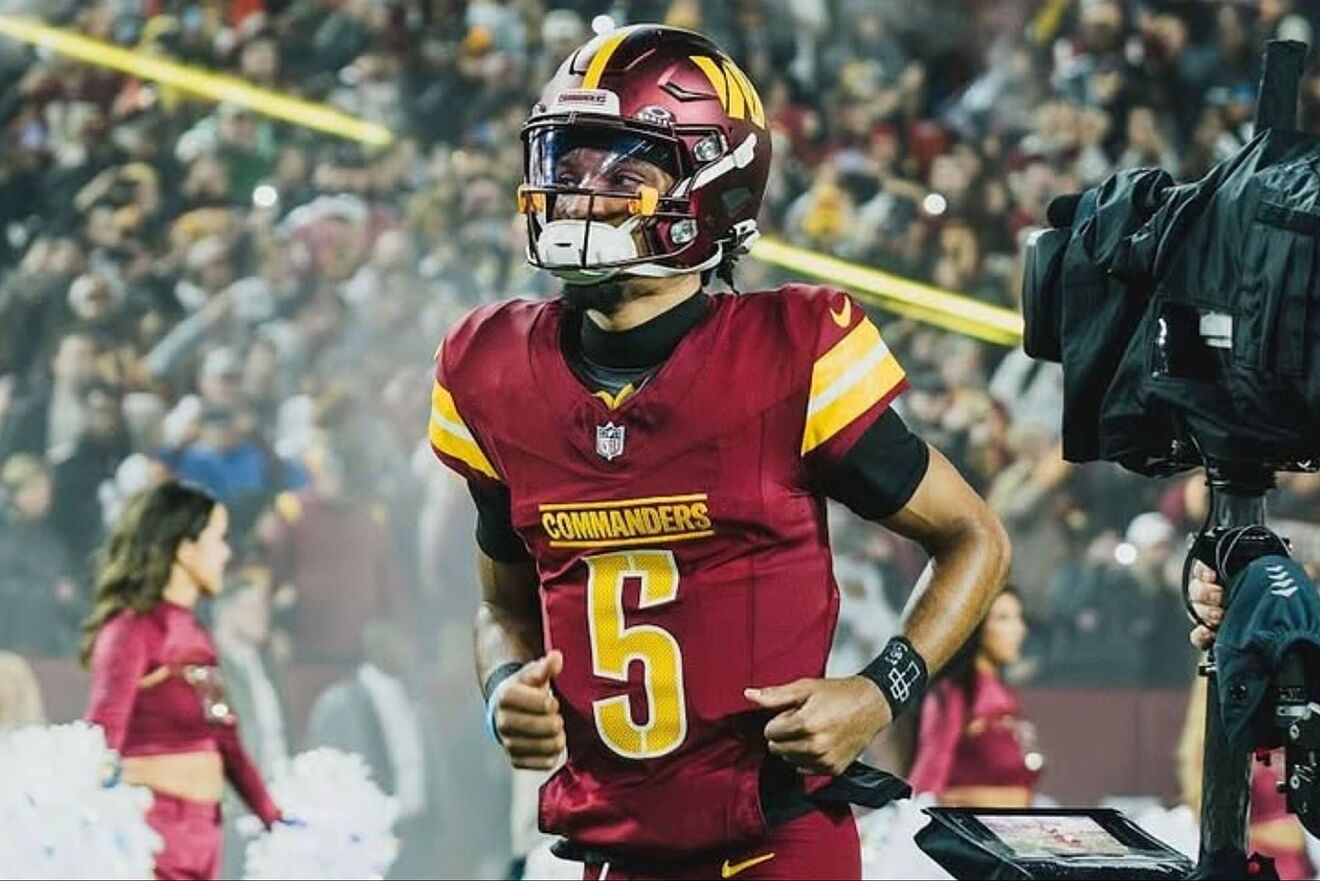 Washington Commanders star rookie quarterback Jayden Daniels.