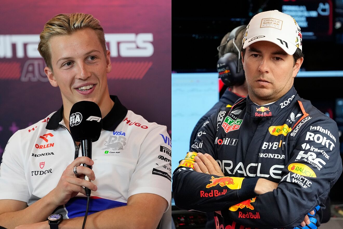 Liam Lawson (left) and Checo Pérez (right)