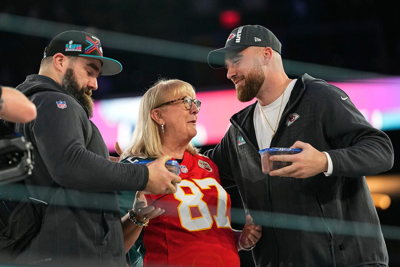 Donna Kelce with sons Jason and Travis.