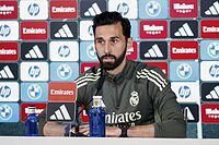 Arbeloa, en la sala de prensa de Valdebebas.