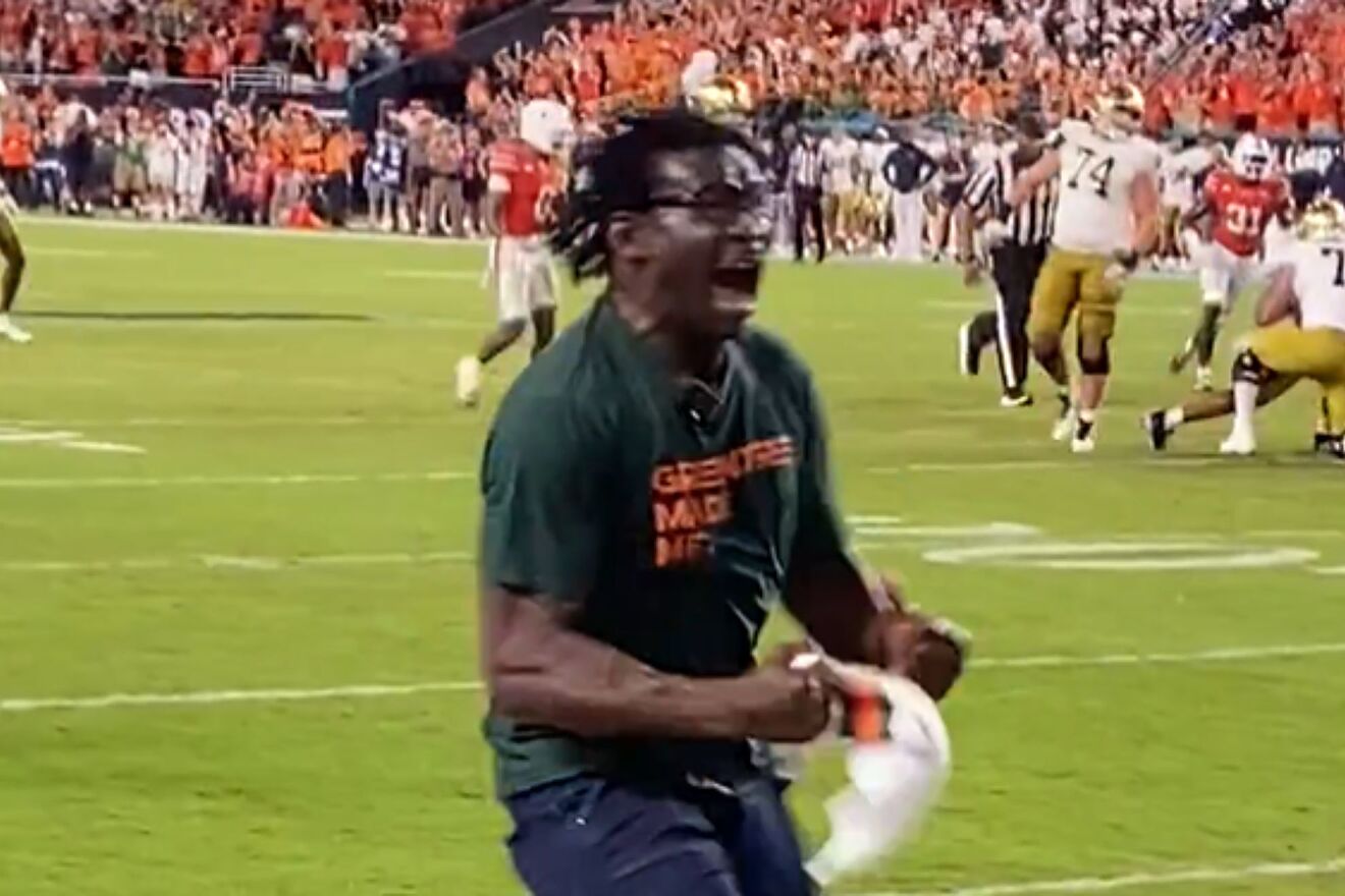 Cowboys and Miami legend Michael Irvin loses it celebrating during...
