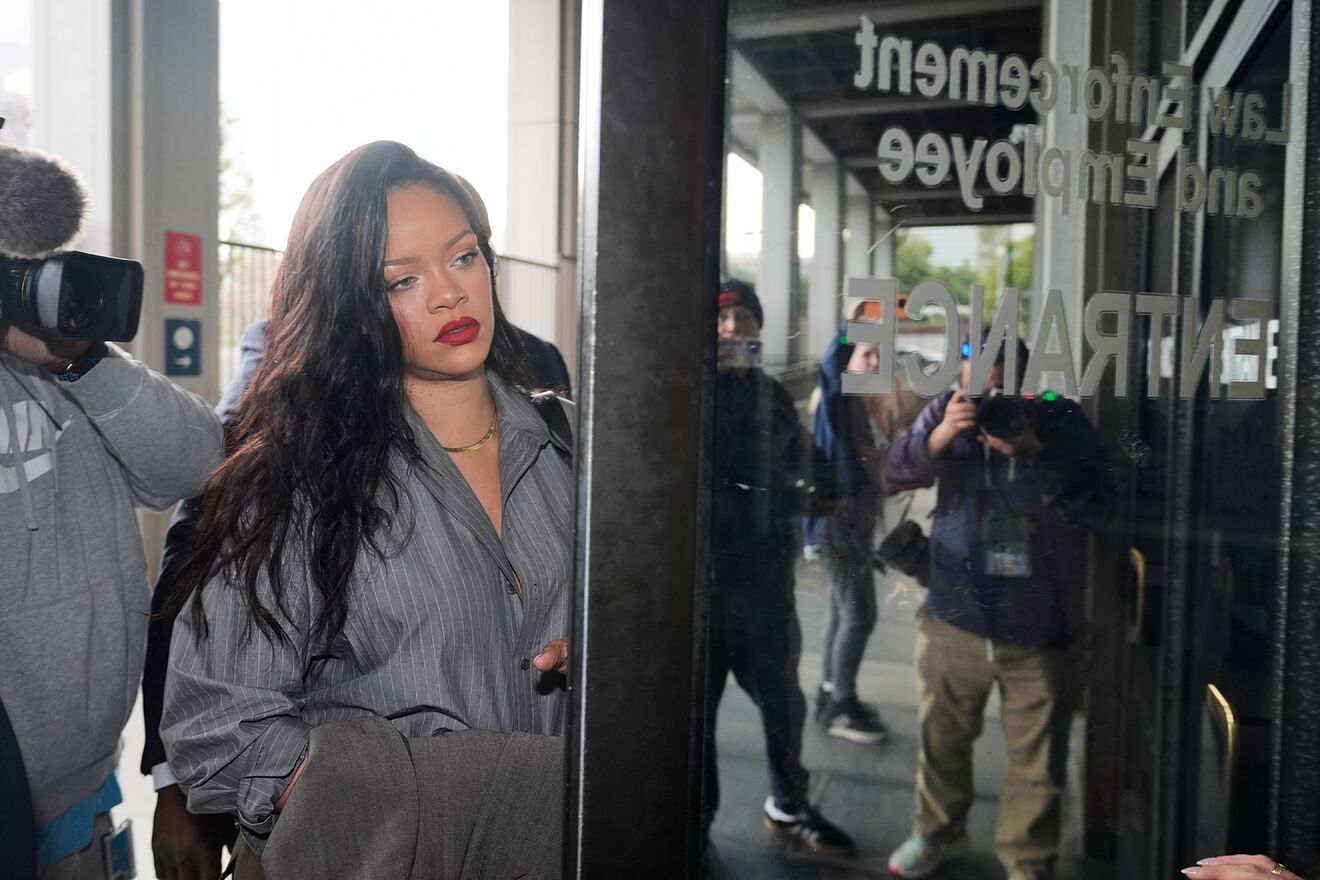 Rihanna arrives at court for the trial of A$AP Rocky.