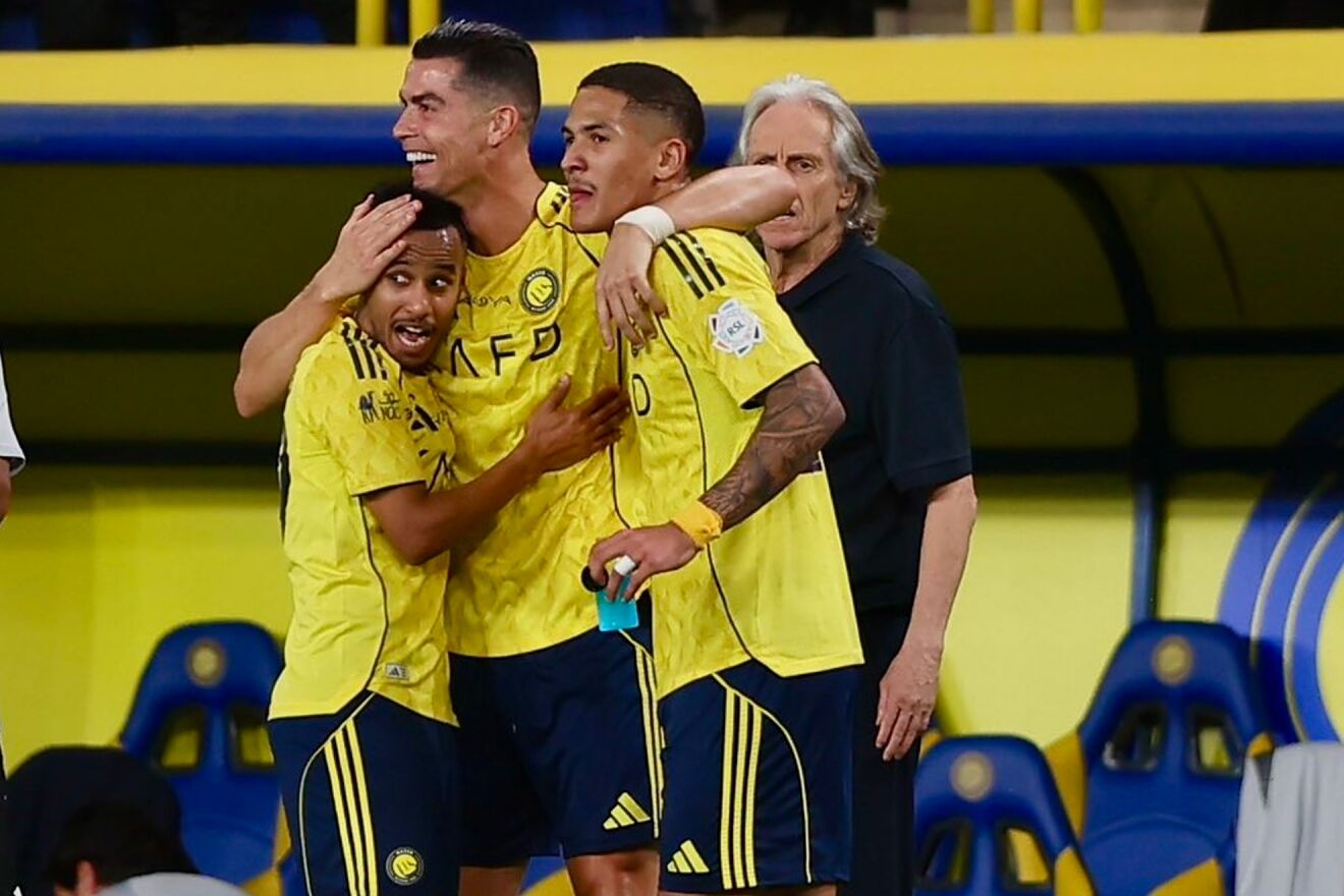 Cristiano celebrates one of his two goals.