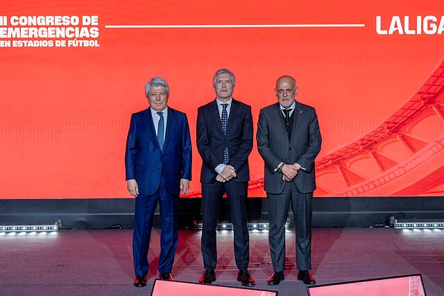 Enrique Cerezo, Fernando Grande-Marlaska y Javier Tebas.