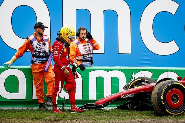 Hamilton, tras el accidente que le dej� fuera de la carrera en Holanda.