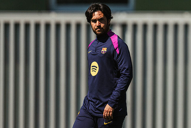 Pere Romeu, durante un entrenamiento en la Ciudad Deportiva Joan Gamper