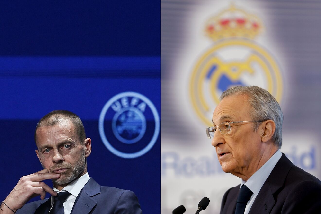 Aleksander Ceferin, presidente de la UEFA, y Florentino P�rez,...
